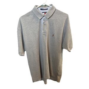 Tommy Hilfiger Men's Polo Shirt Gray Short Sleeve Golf Pullover Cotton Large